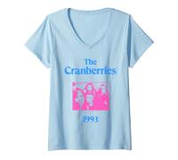 Mujer The Cranberries 1993 Neon Tone Poster Vintage Grunge Band Camiseta Cuello V