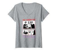 Mujer The Cranberries Zombie Collage Vintage Band Camiseta Cuello V, Gris Jaspeado, L