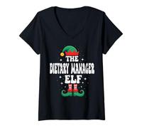 Mujer The Dietary Manager Elf Funny Christmas Matching Family Camiseta Cuello V
