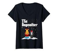 Mujer The Dogmother Cavalier Dog Mom Christmas Puppy Xmas Camiseta Cuello V
