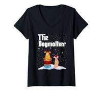 Mujer The Dogmother Chihuahua Dog Mom Christmas Funny Puppy Xmas Camiseta Cuello V