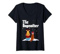 Mujer The Dogmother Golden Retriever Dog Mom Christmas Puppy Xmas Camiseta Cuello V