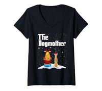 Mujer The Dogmother Greyhound Dog Mom Christmas Puppy Xmas Camiseta Cuello V