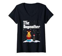 Mujer The Dogmother Miniature Schnauzer Dog Mom Christmas Xmas Camiseta Cuello V
