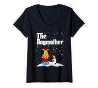 Mujer The Dogmother Rat Terrier Dog Mom Christmas Puppy Xmas Camiseta Cuello V