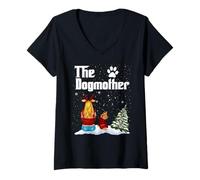 Mujer The Dogmother Yorkshire Terrier Dog Mom Christmas Xmas Camiseta Cuello V