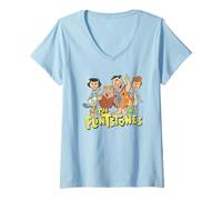 Mujer The Flintstones Family and Logo Camiseta Cuello V
