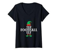 Mujer The Football Elf Matching Family Christmas Elf Camiseta Cuello V