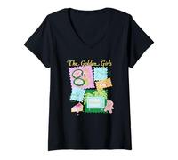 Mujer The Golden Girls Retro Stamp Collage Classic TV Show Camiseta Cuello V