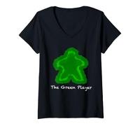 Mujer The Green Player Meeple Board Gamer Mesa Camiseta Cuello V