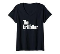 Mujer The Grillfather BBQ Master Barbacoa Grill Chef Camiseta Cuello V