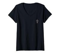 Mujer The Heart Diamonds Profound Silver Cross Camiseta Cuello V