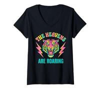 Mujer The Heavens Are Roaring Bible Salmo 19:1 Fe Cristiano Camiseta Cuello V