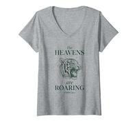 Mujer The Heavens Are Roaring Christian Psalm Bible Camiseta Cuello V