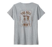 Mujer The Hell I Won'T Funny Cowgirl Country Western Rodeos Retro Camiseta Cuello V