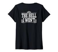 Mujer The Hell I Won'T Funny Cowgirl Country Western Rodeos Retro Camiseta Cuello V