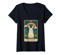 Mujer The Hope Bunny Tarot - Orgullo minimalista LGBTQ+ Camiseta Cuello V