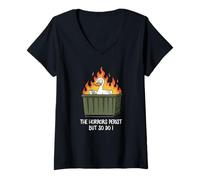 Mujer The Horrors Persist But So Do I Dumpster Funny Duck Lover Camiseta Cuello V