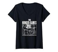 Mujer The Hunger Games Black and White Katniss Action Movie Camiseta Cuello V
