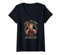 Mujer The Hunger Games Girl on Fire Celestial Tarot Movie Camiseta Cuello V