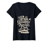 Mujer The Irish Goodbye Socials Club Divertido Día de San Patricio Camiseta Cuello V