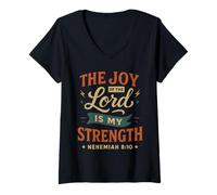 Mujer The Joy of The Lord Is My Strength - Cita Cristiana Vintage Camiseta Cuello V