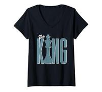 Mujer The King Chess Piece, Divertida Pareja para Fiesta de Halloween Camiseta Cuello V