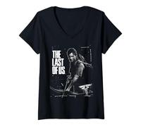 Mujer The Last of Us Ellie Readys Bow Black and White Portrait Camiseta Cuello V