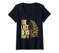 Mujer The Last of Us Part II Golden Moth and Leaves Video Game Camiseta Cuello V, Negro, L