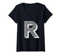 Mujer The Letter R Fun Big and Bold para eventos Grupos de equipos familiares Camiseta Cuello V