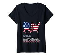 Mujer The Lincoln Project Save USA - Bandera Estadounidense Abraham Lincoln Camiseta Cuello V