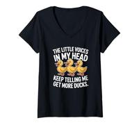 Mujer The Little Voices In My Head Keep Telling Me Get More Ducks Camiseta Cuello V