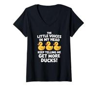 Mujer The Little Voices In My Head Keep Telling Me Get More Ducks Camiseta Cuello V