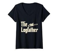 Mujer The Logfather - Leñador - Motosierra - Logger Woodsman Camiseta Cuello V