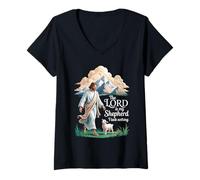 Mujer The Lord Is My Shepherd I Lack Nothing Church Strength - Camiseta Cuello V
