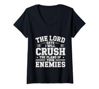 Mujer The Lord Says I Will Crush The Plans of Your Enemies- Camiseta Cuello V