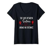 Mujer The Love Between Sisters Knows No Distance Big Sister Bestie Camiseta Cuello V