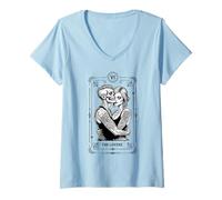 Mujer The Lovers Tarot Card Zombie Boda Pareja Día de San Valentín Camiseta Cuello V