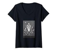 Mujer The Magician, Skeleton Tarot Card Oculto Halloween Gótico Camiseta Cuello V