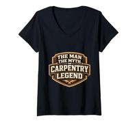 Mujer The Man The Myth The Carpentry Legend Funny Carpenter Joke Camiseta Cuello V