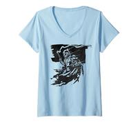 Mujer The Mandalorian and Grogu Bounty Hunter Gunslinger Decal Art Camiseta Cuello V
