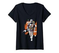 Mujer The Mandalorian and Grogu Watercolor Portrait Painting Camiseta Cuello V