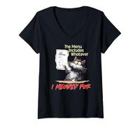 Mujer The Menu Includes Whatever I Meowed For Camiseta Cuello V