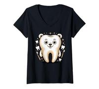 Mujer The Molar Bear Dental Assistant Dentist Tooth Pun Camiseta Cuello V