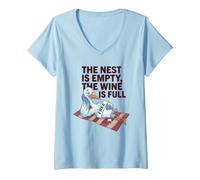 Mujer The Nest Is Empty, Cita Amante del Vino Humor Vacío Divertido Camiseta Cuello V