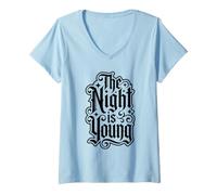 Mujer The Night is Young Gothic Spooky Halloween Diseño Camiseta Cuello V