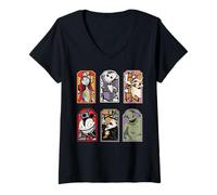 Mujer The Nightmare Before Christmas Stained Glass Characters Camiseta Cuello V