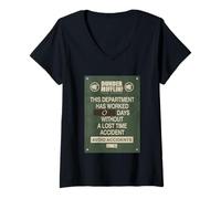 Mujer The Office 0 Days Without Accident Sign Camiseta Cuello V