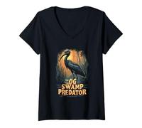 Mujer The OG Swamp Predator - Garza Nocturna de Corona Negra Camiseta Cuello V