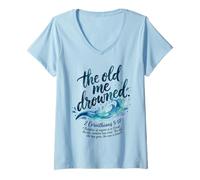 Mujer The Old Me Drowned - Camiseta de transformación de Bautismo de Nueva Vida Camiseta Cuello V